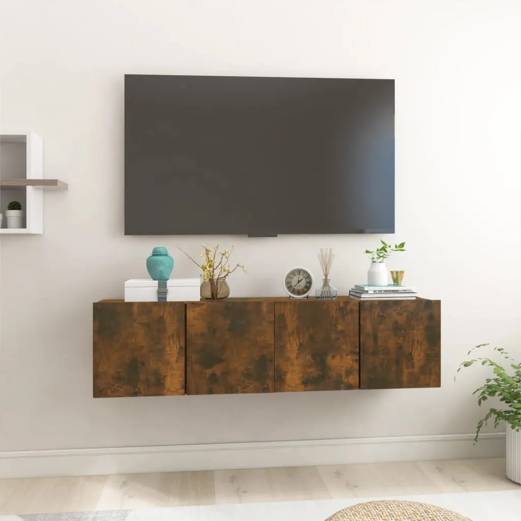 vidaXL Mobili Porta TV Pensili 2 pz Rovere Fumo 60x30x30 cm