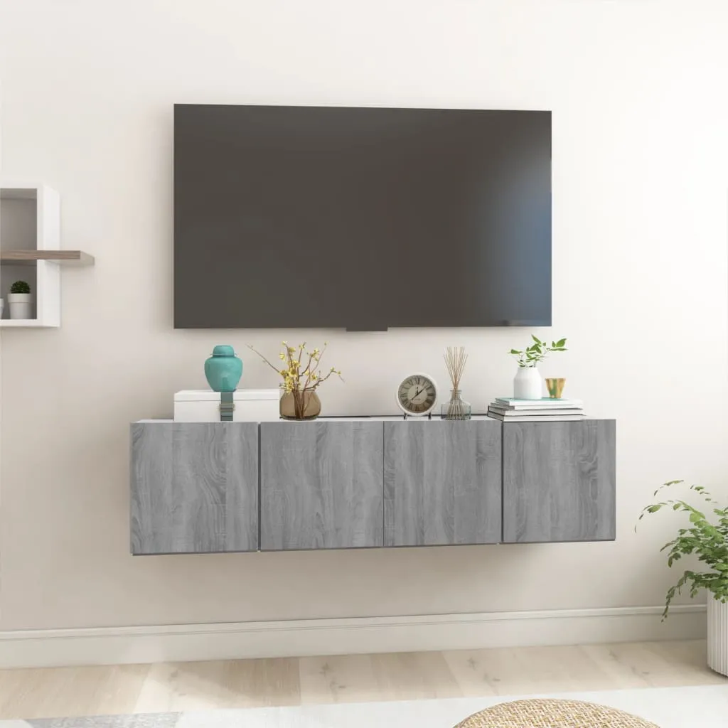 vidaXL Mobili TV Pensili Grigio Sonoma 2 pz 60x30x30 Legno Multistrato