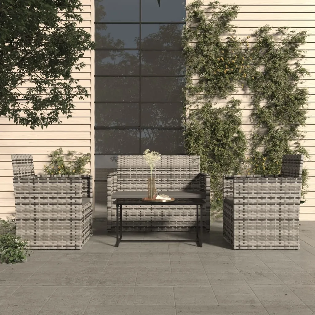 vidaXL Set Divani da Esterno 4 pz con Cuscini in Polyrattan Grigio