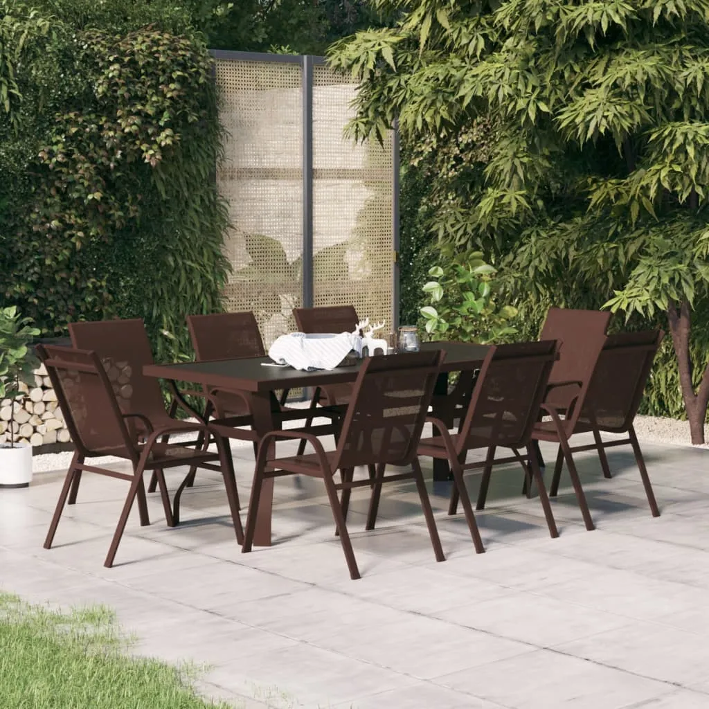 vidaXL Set da Pranzo per Giardino 9 pz Marrone e Nero