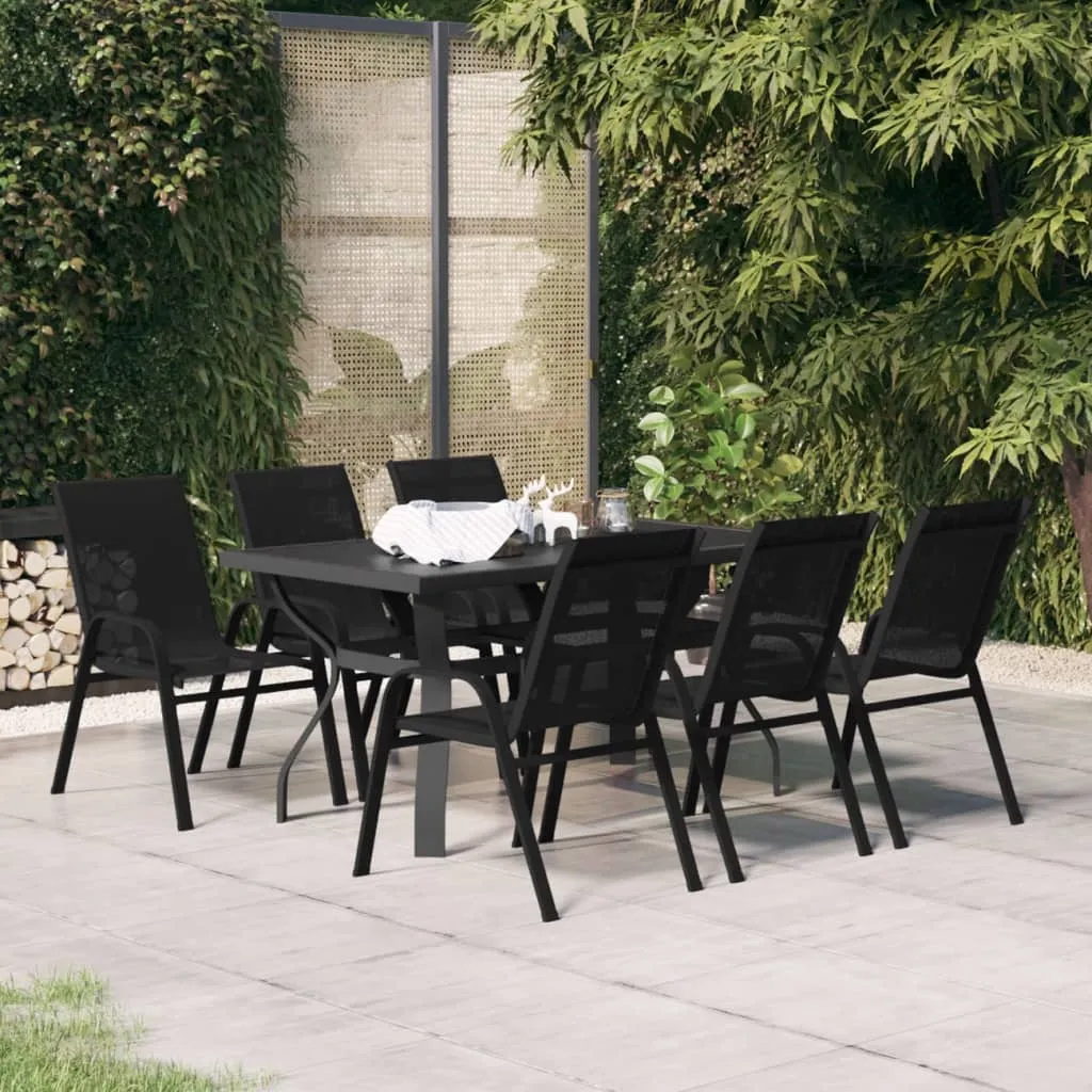 vidaXL Set da Pranzo da Giardino 7 pz Nero