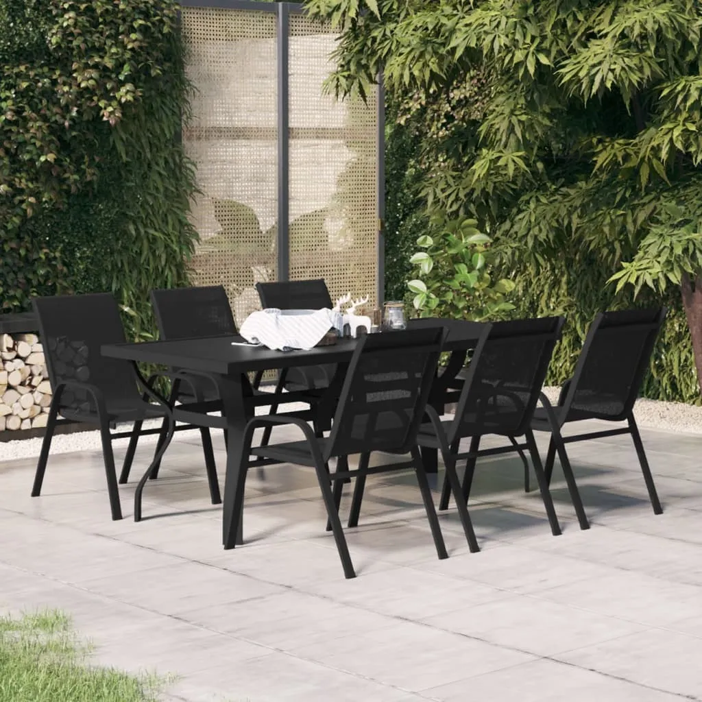 vidaXL Set da Pranzo da Giardino 7 pz Nero