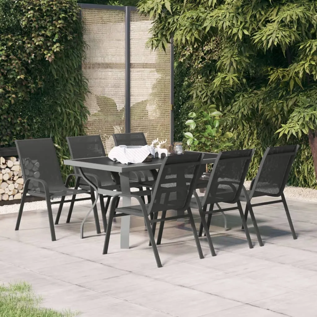 vidaXL Set da Pranzo per Giardino 7 pz con Cuscini Grigio e Nero