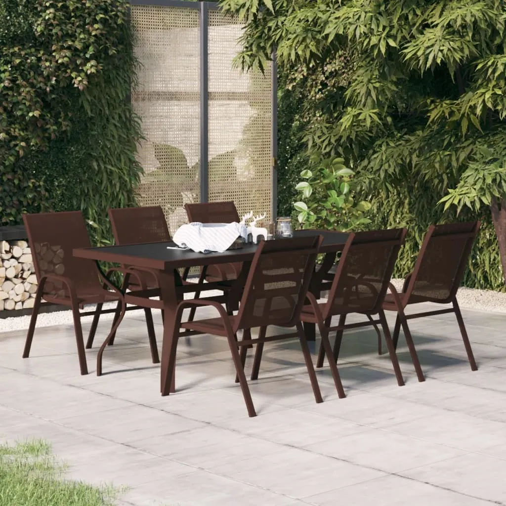 vidaXL Set da Pranzo da Giardino 7 pz Marrone e Nero