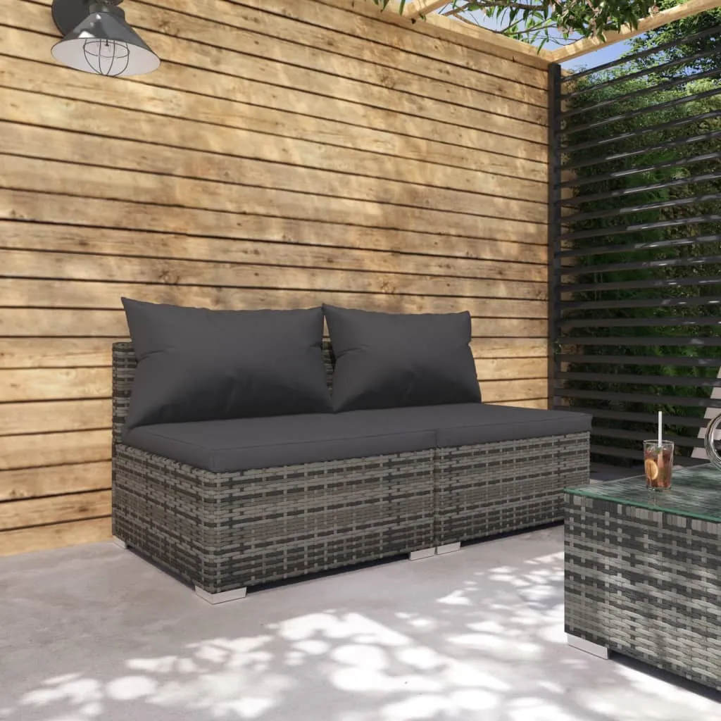 vidaXL Set Divani da Giardino con Cuscini 2 pz in Polyrattan Grigio