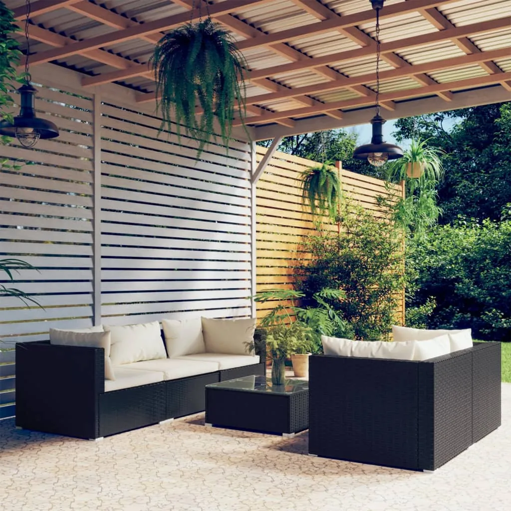 vidaXL Set Mobili da Giardino 6 pz con Cuscini in Polyrattan Nero