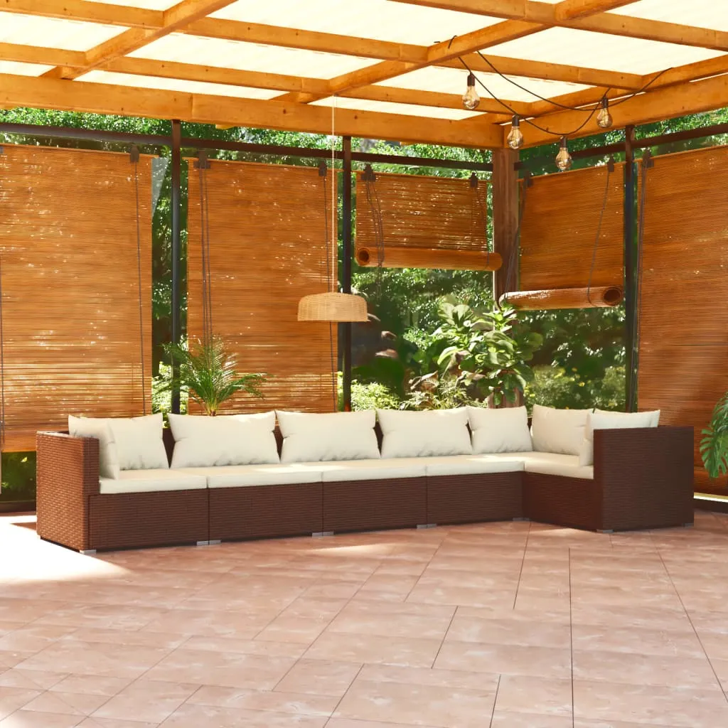 vidaXL Set Divani da Giardino con Cuscini 6 pz in Polyrattan Marrone