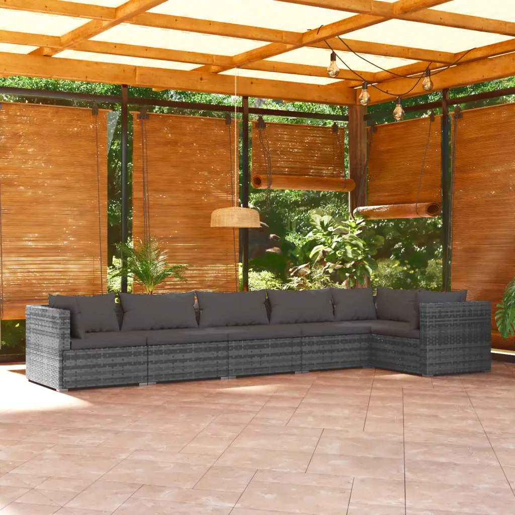 vidaXL Set Divani da Giardino con Cuscini 6 pz in Polyrattan Grigio