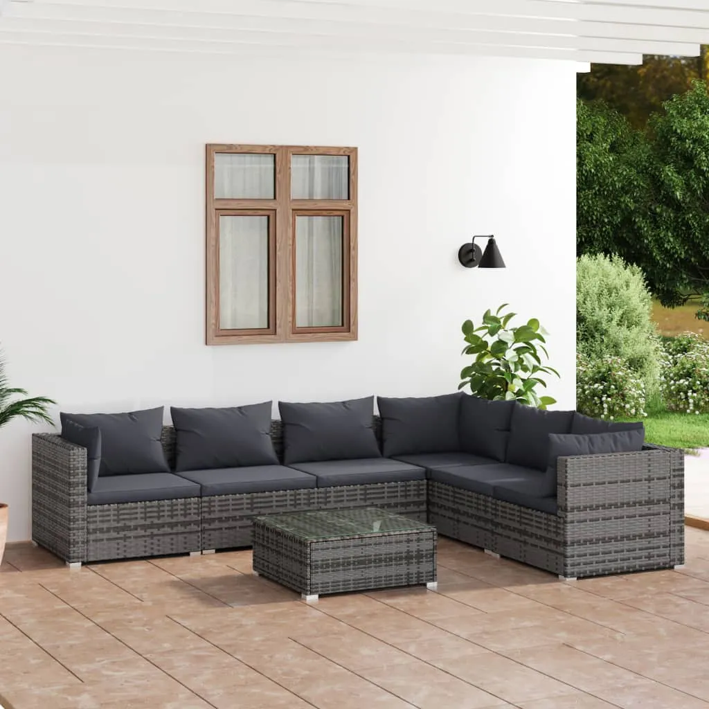 vidaXL Set Divani da Giardino 8 pz con Cuscini in Polyrattan Grigio