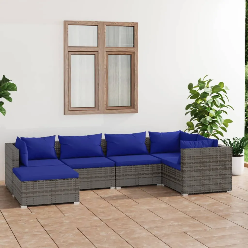 vidaXL Set Divani da Giardino 6 pz con Cuscini in Polyrattan Grigio