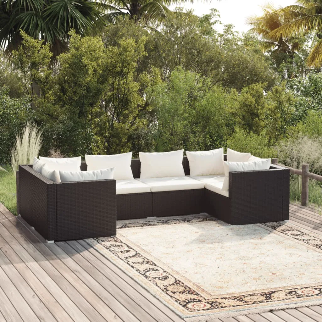 vidaXL Set Mobili da Giardino 6 pz con Cuscini in Polyrattan Nero