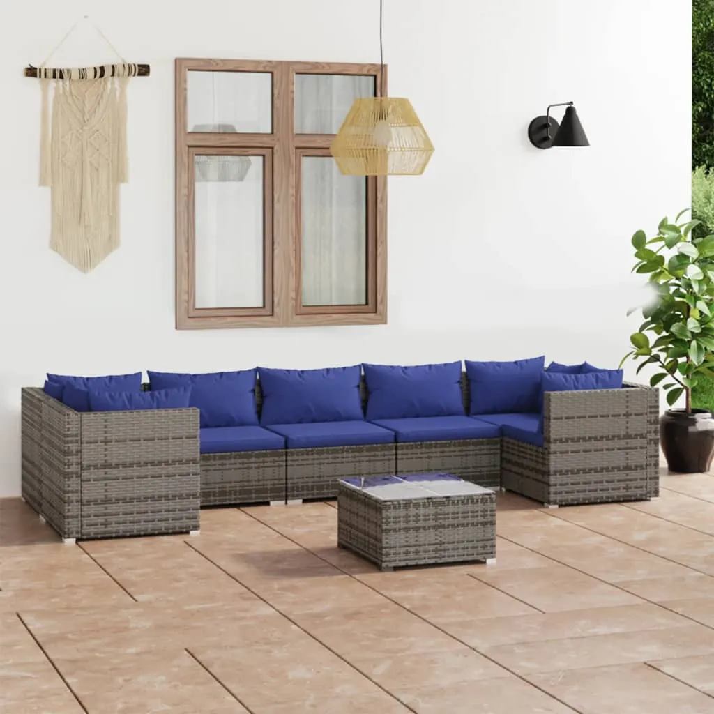 vidaXL Set Divani da Giardino 8 pz con Cuscini in Polyrattan Grigio