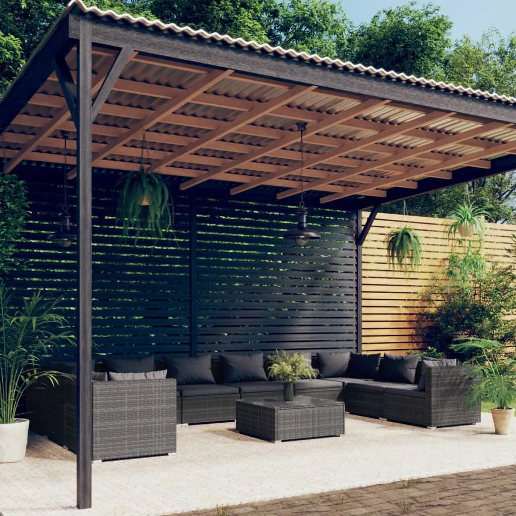 vidaXL Set Divani da Giardino 11 pz con Cuscini in Polyrattan Grigio