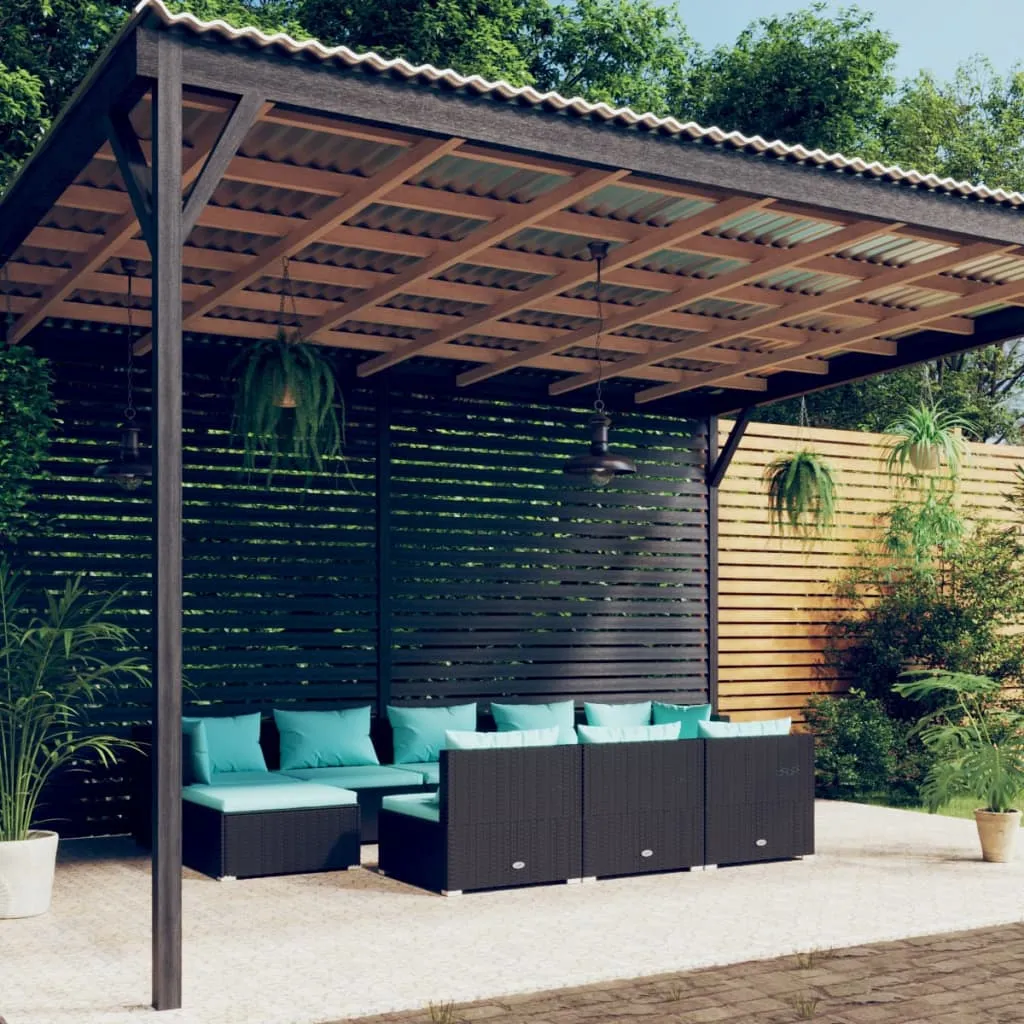 vidaXL Set Divani da Giardino 10 pz con Cuscini in Polyrattan Nero