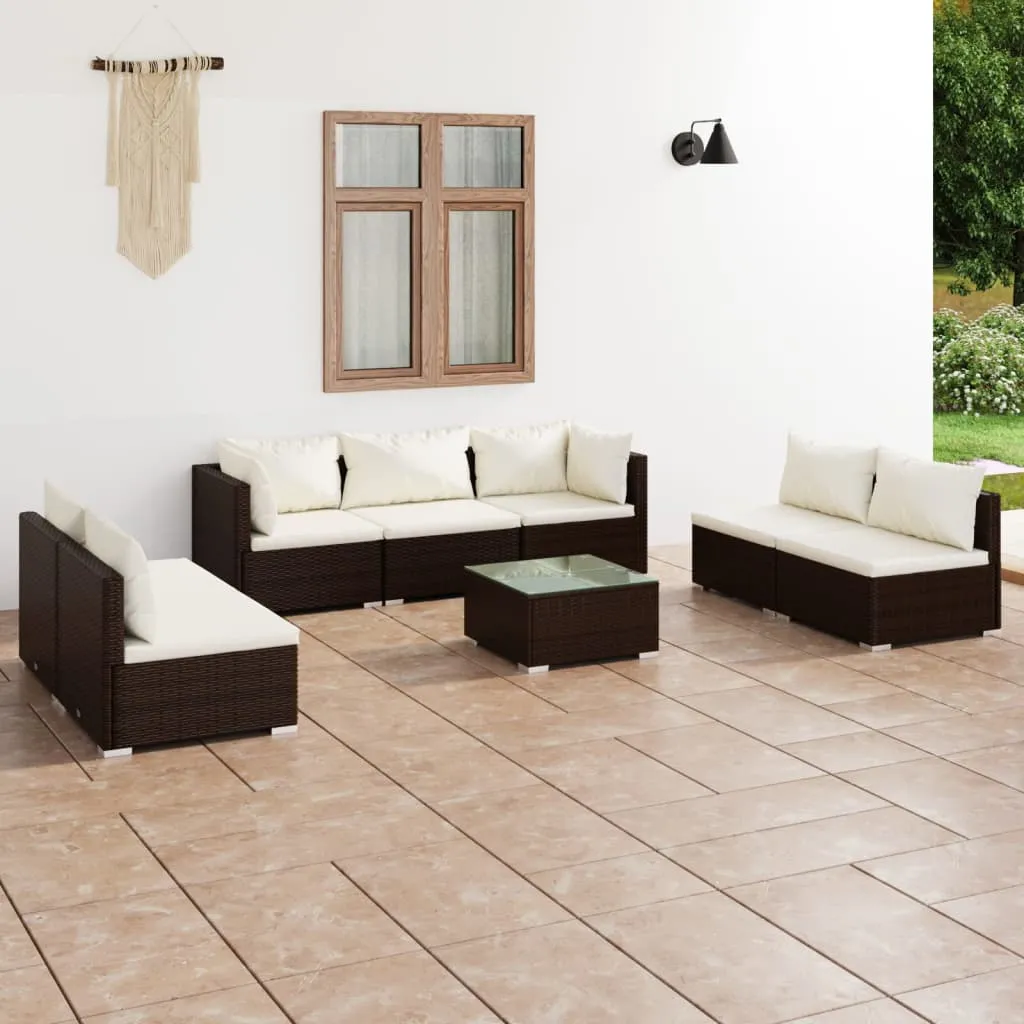 vidaXL Set Divani da Giardino con Cuscini 8 pz in Polyrattan Marrone