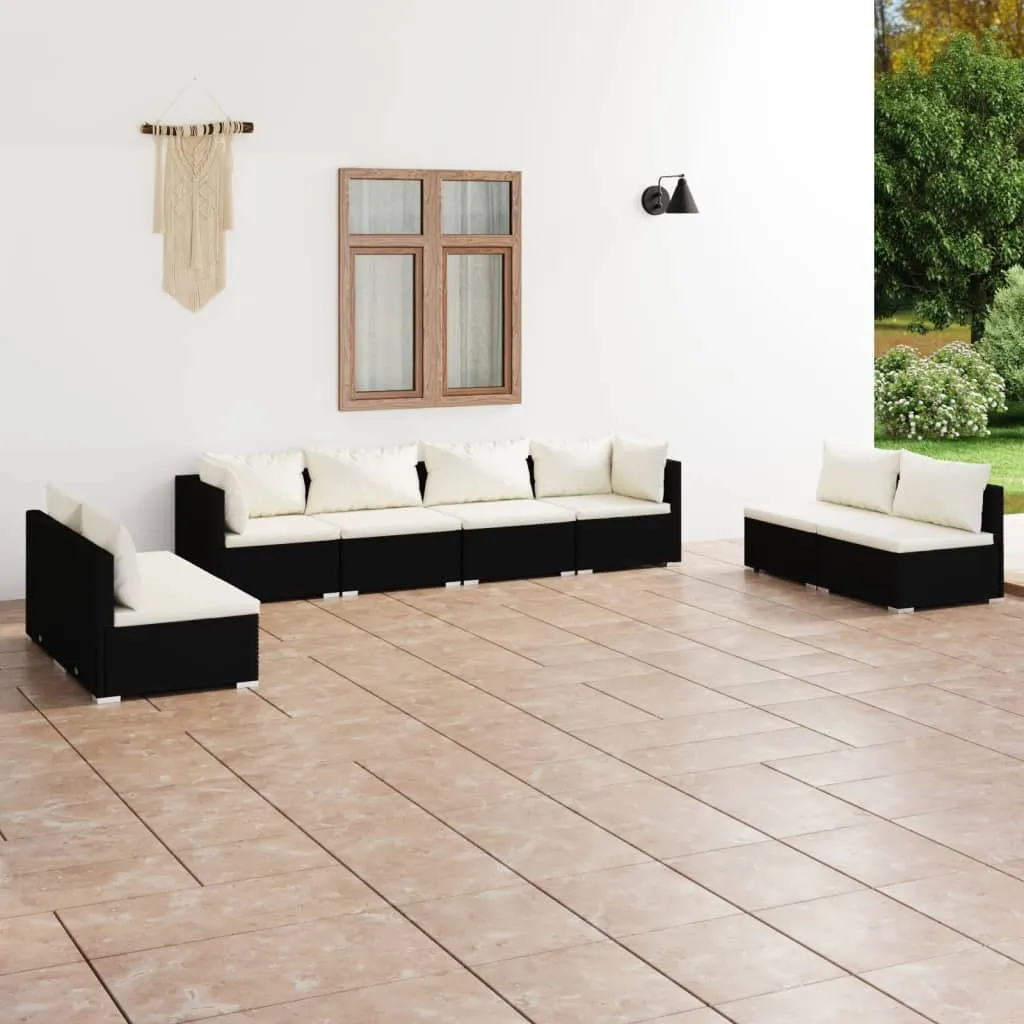 vidaXL Set Salotto da Giardino 8 pz con Cuscini in Polyrattan Nero