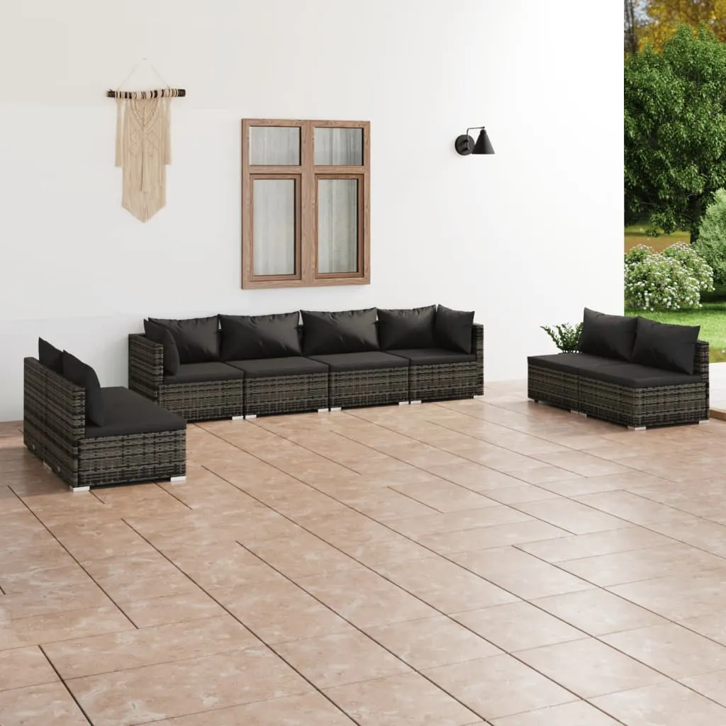 vidaXL Set Divani da Giardino con Cuscini 8 pz in Polyrattan Grigio