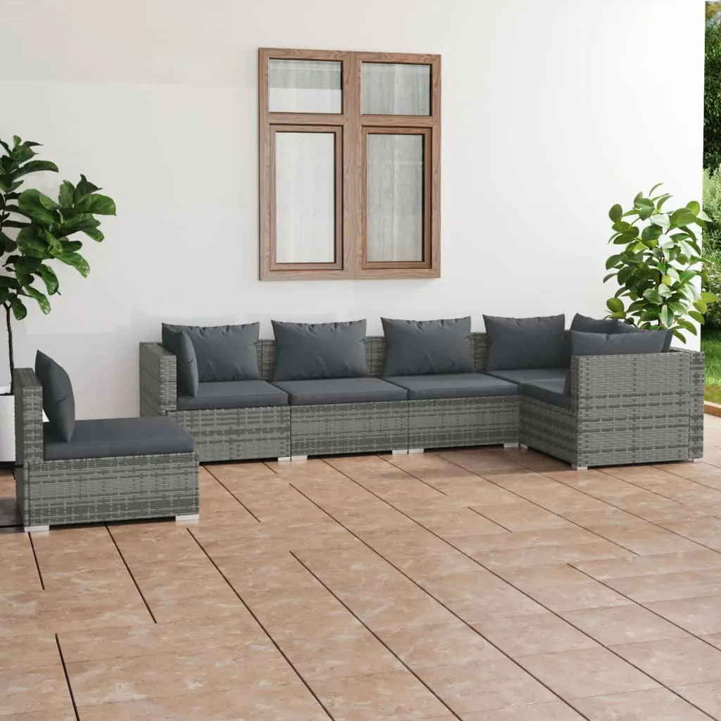 vidaXL Set Divani da Giardino con Cuscini 6 pz in Polyrattan Grigio