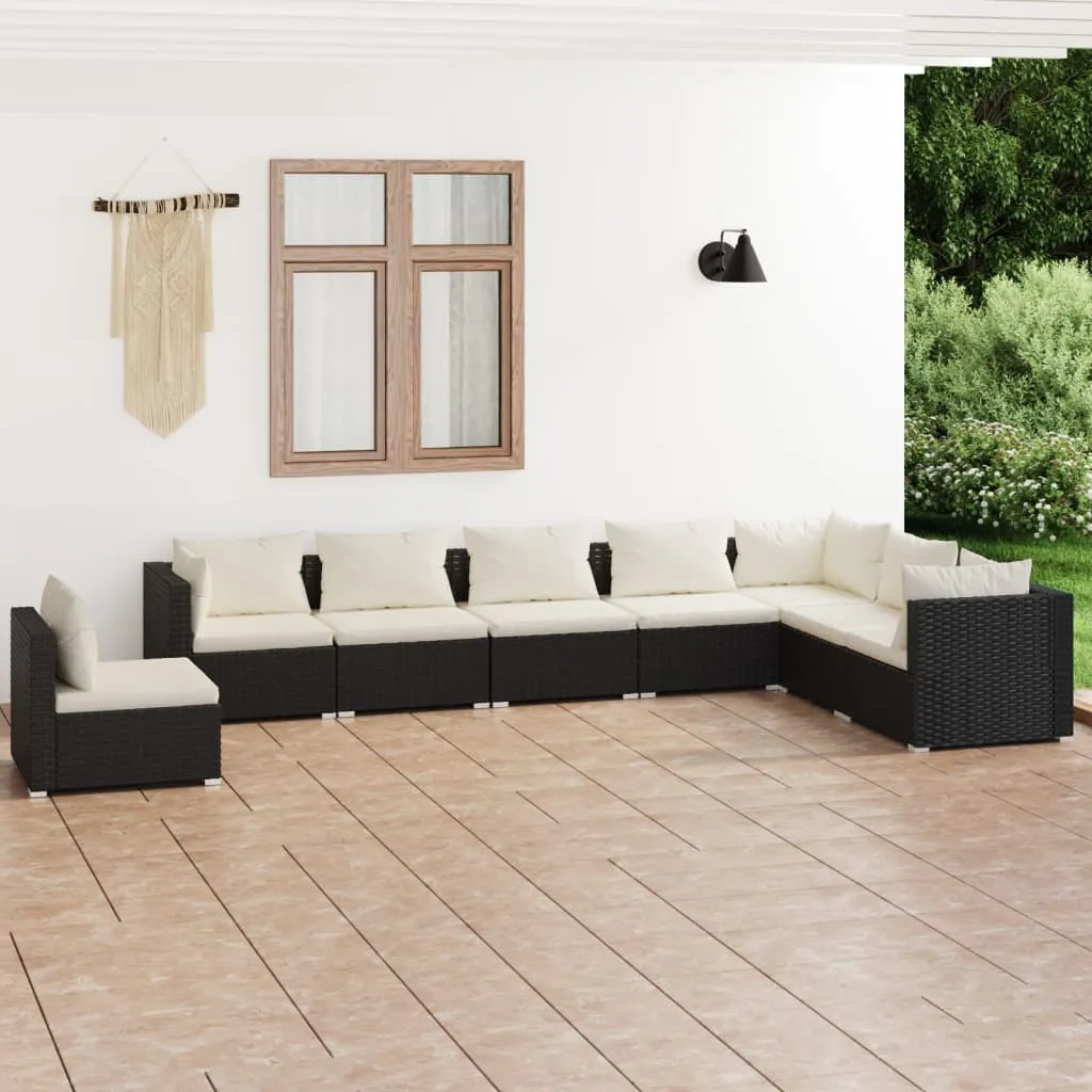 vidaXL Set Divani da Giardino con Cuscini 8 pz in Polyrattan Nero