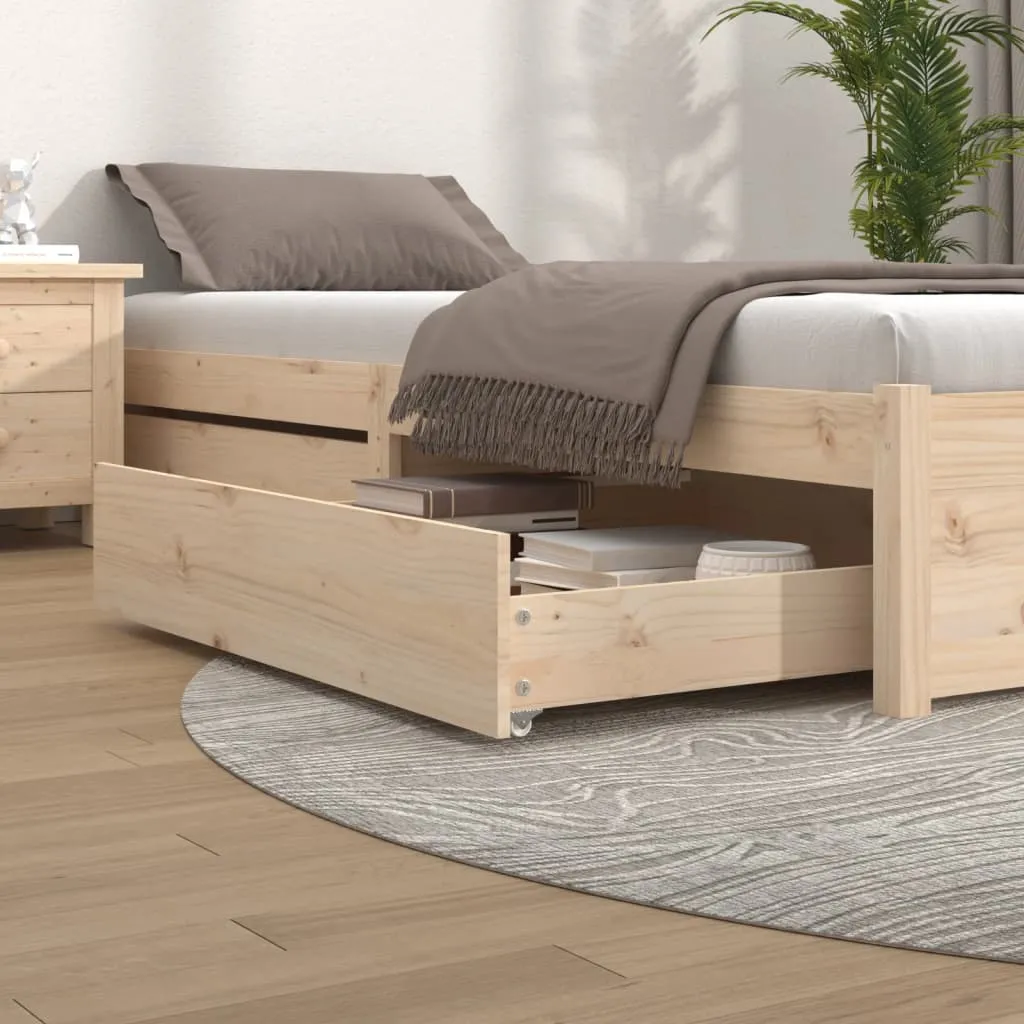 vidaXL Cassettoni da Letto 2 pz in Legno Massello di Pino