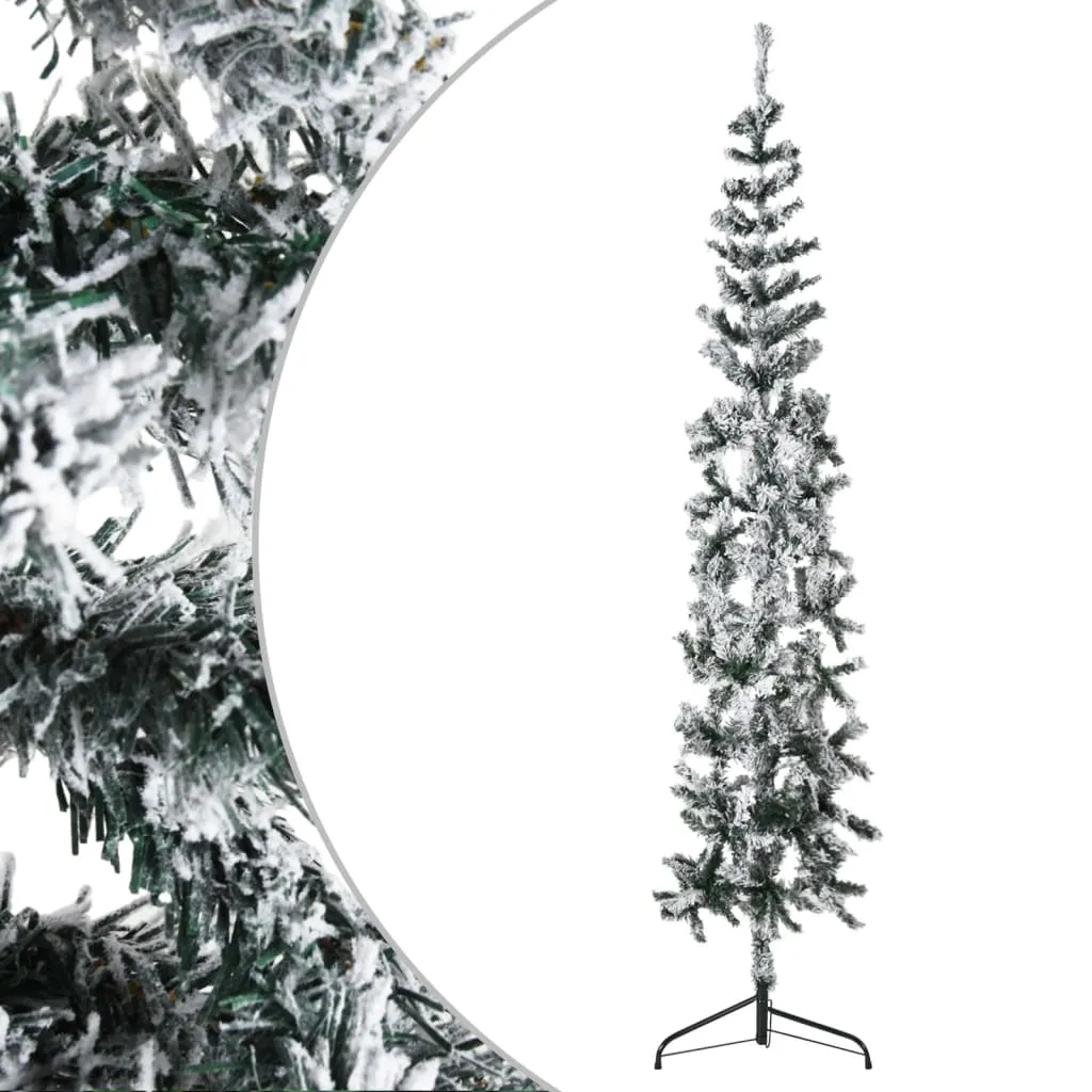 vidaXL Albero Natale Artificiale Sottile a Metà Neve Fioccata 180 cm