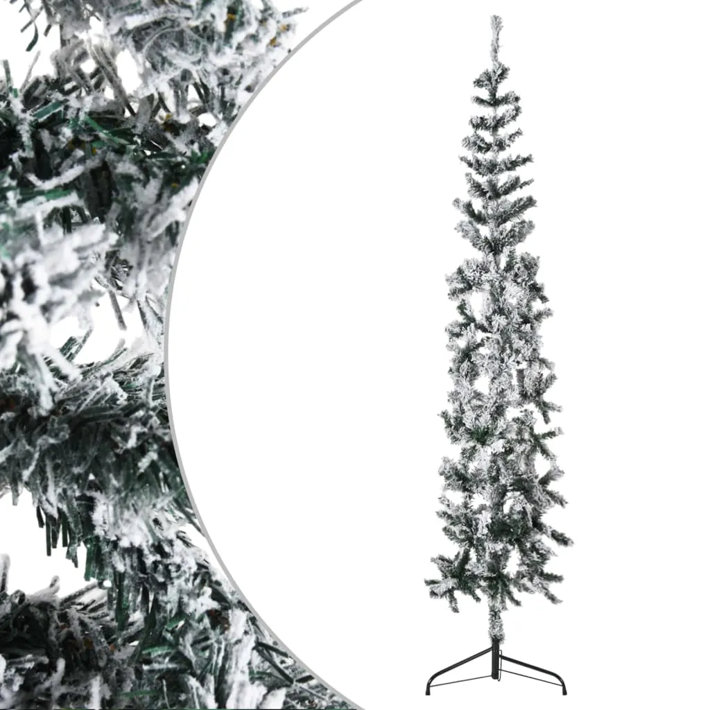 vidaXL Albero Natale Artificiale Sottile a Metà Neve Fioccata 240 cm