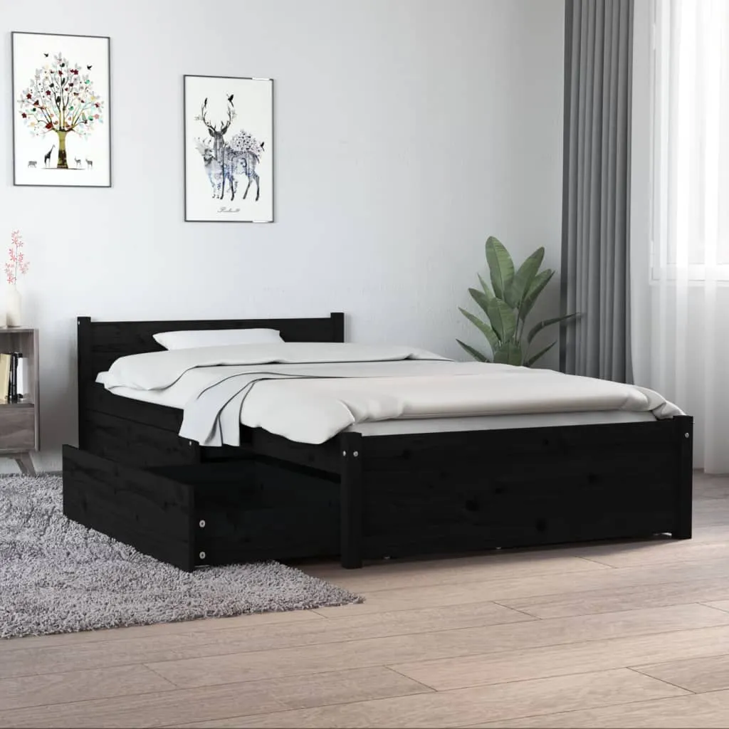 vidaXL Giroletto Nero con Cassetti 90x190 cm Single