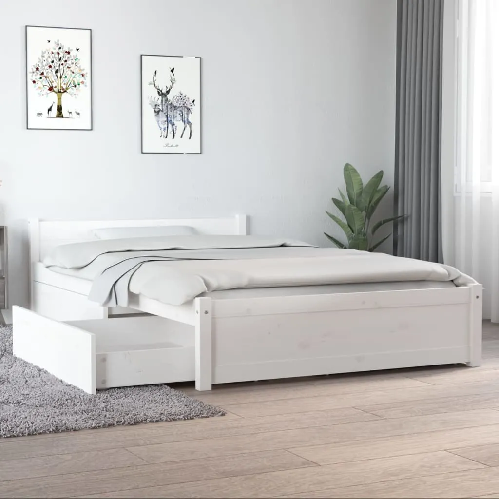 vidaXL Giroletto con Cassetti Bianco 120x190 cm Small Double