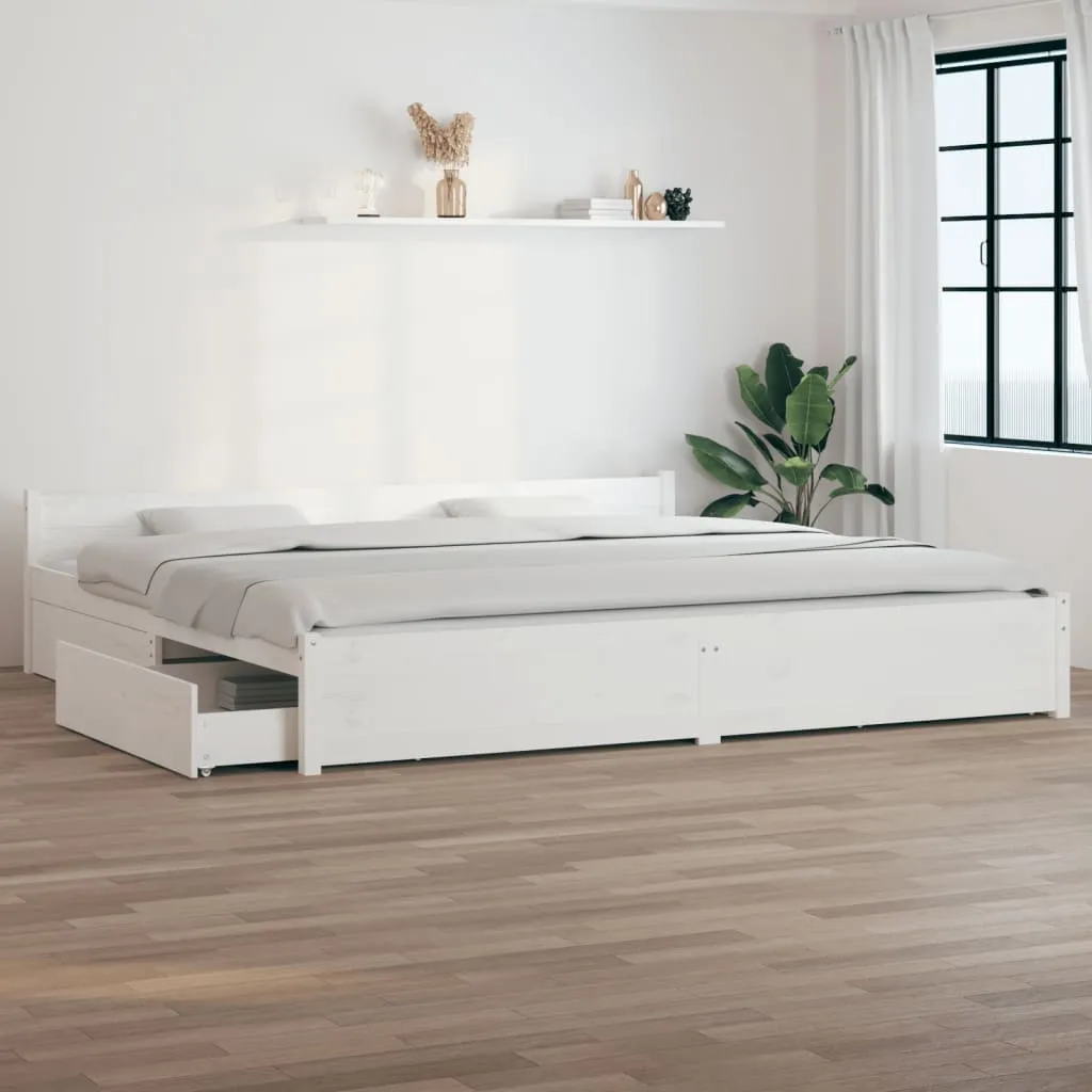 vidaXL Giroletto con Cassetti Bianco 150x200 cm Super King