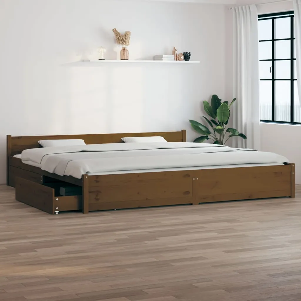 vidaXL Giroletto con Cassetti Miele 180x200 cm Super King