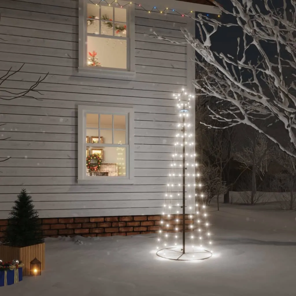 vidaXL Albero di Natale a Cono Bianco Caldo 108 LED 70x180 cm