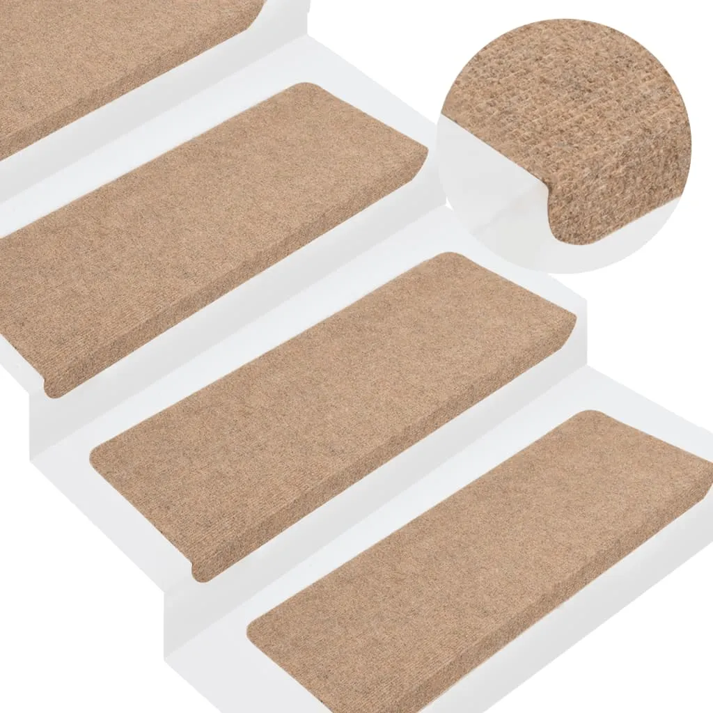 vidaXL Tappetini Autoadesivi per Scale 15 pz 65x24,5x3,5 cm Beige