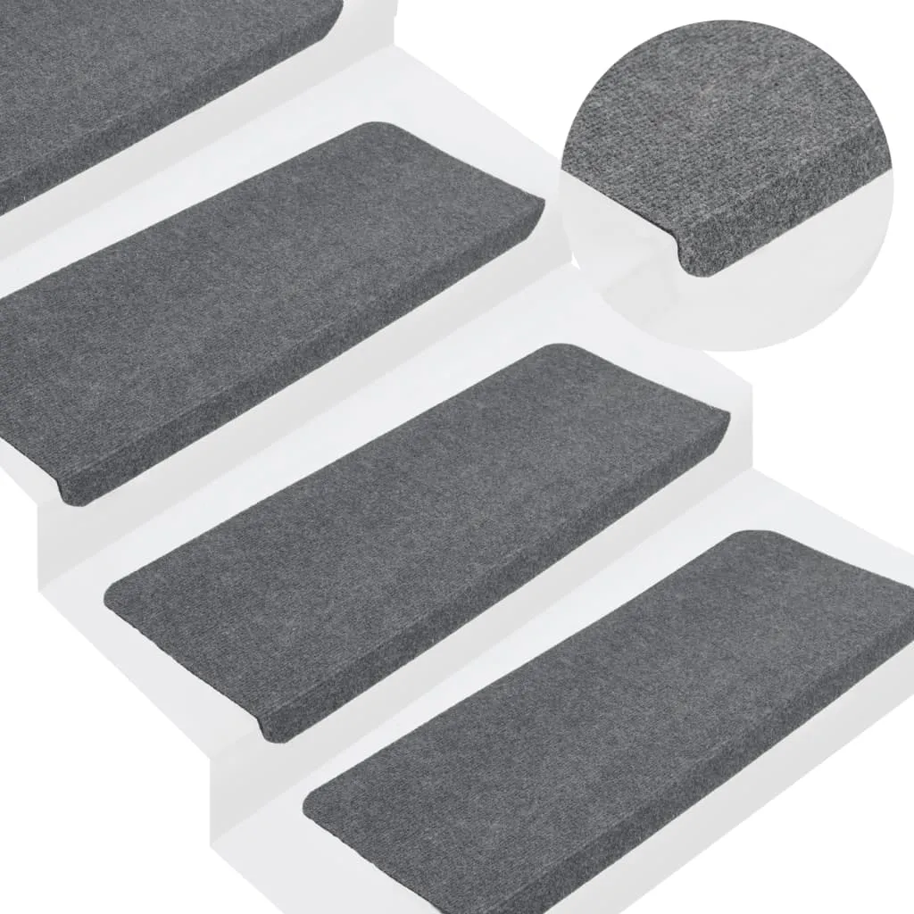 vidaXL Tappetini Autoadesivi per Scale 15 pz 65x24,5x3,5 cm Grigio