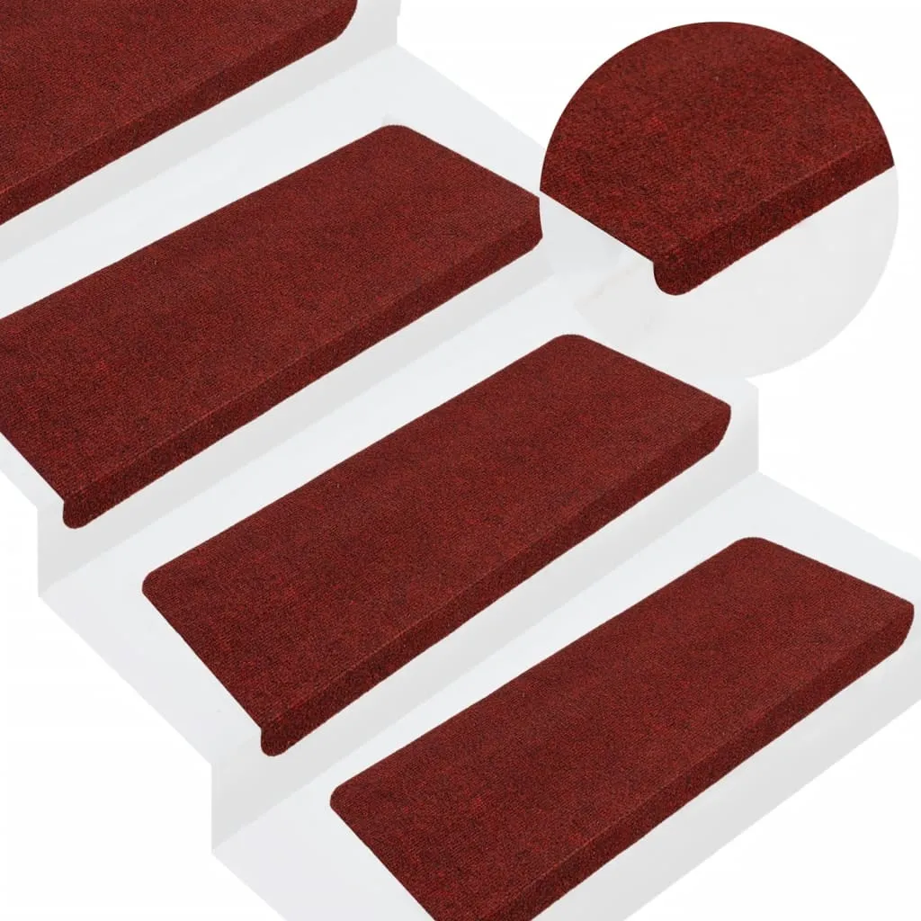 vidaXL Tappetini Autoadesivi per Scale 15 pz 65x24,5x3,5 cm Rosso