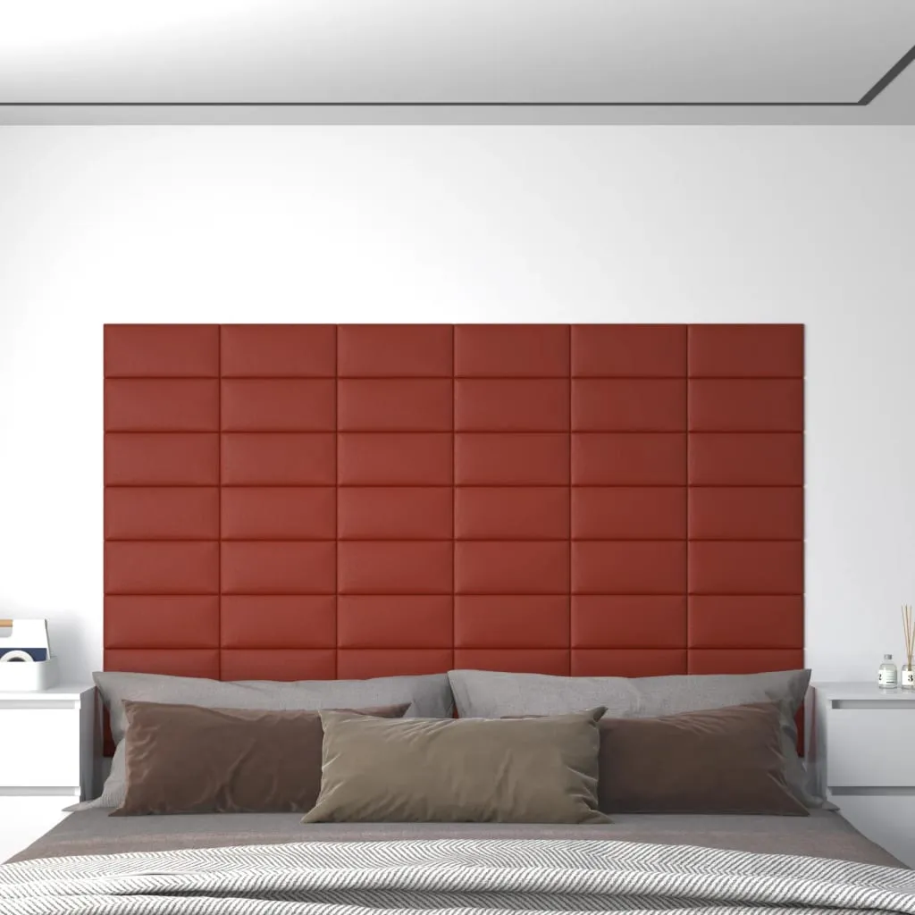 vidaXL Pannelli Murali 12 pz Rosso Vino 30x15 cm in Similpelle 0,54 m²