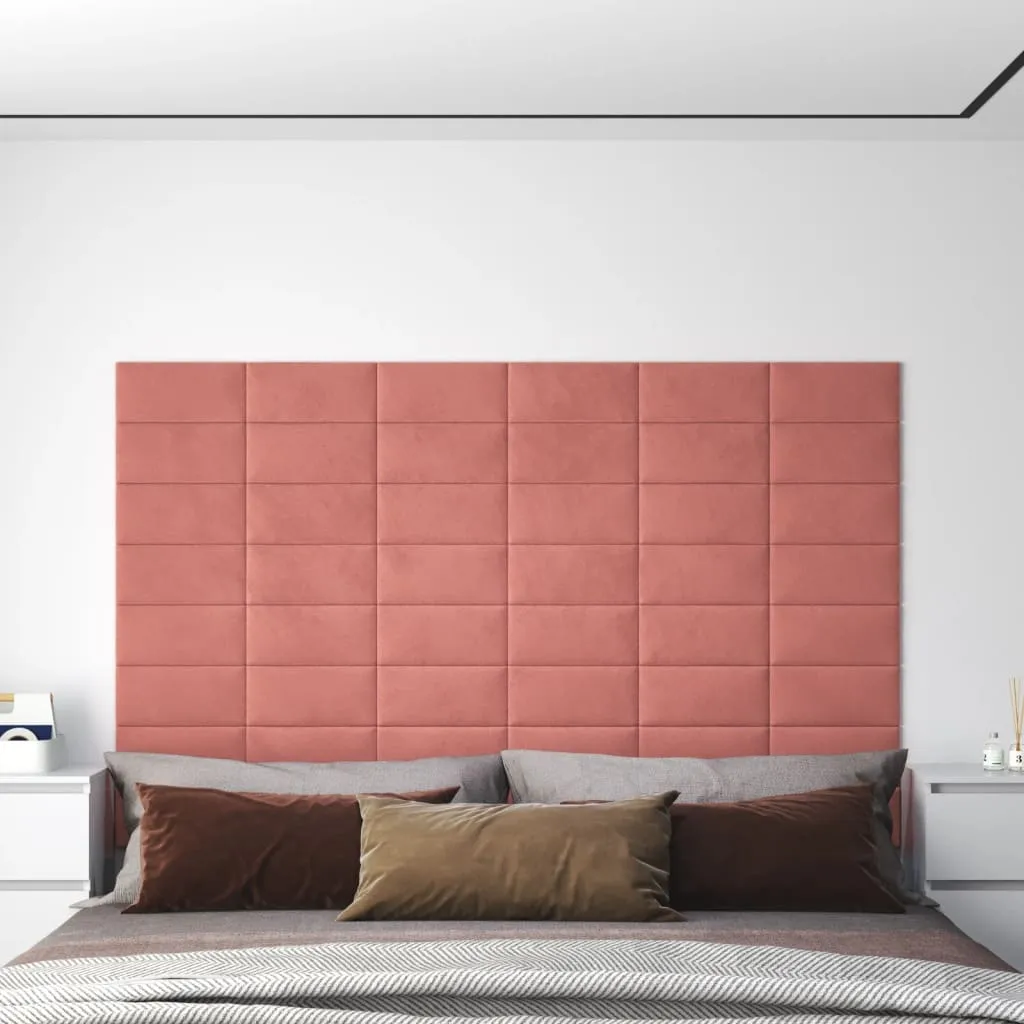 vidaXL Pannelli Murali 12 pz Rosa 30x15 cm Velluto 0,54 m²