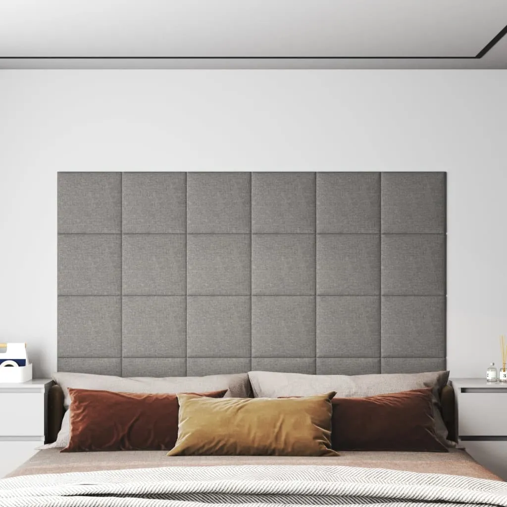 vidaXL Pannelli Murali 12 pz Grigio Chiaro 30x30 cm in Tessuto 1,08 m²