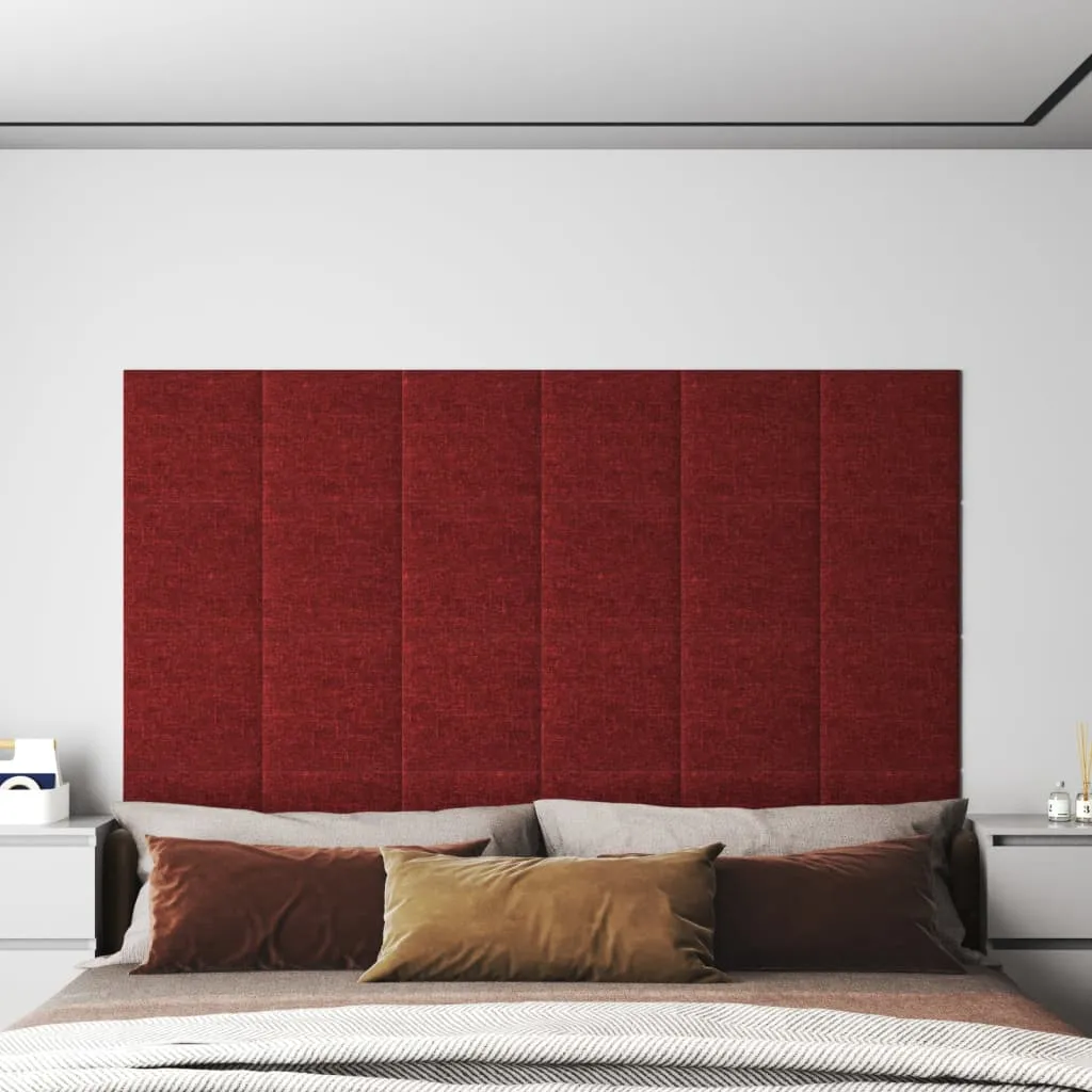 vidaXL Pannelli Murali 12 pz Rosso Vino 30x30 cm in Tessuto 1,08 m²