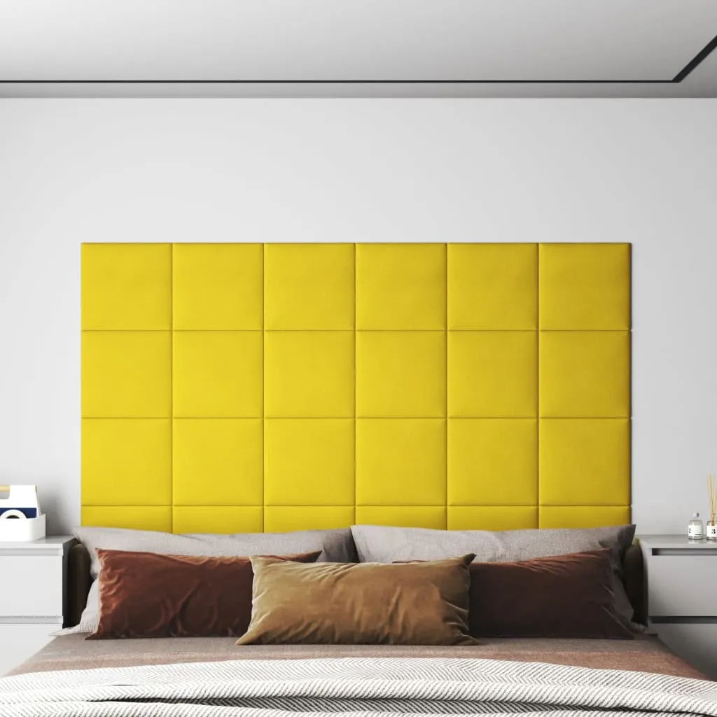 vidaXL Pannelli Murali 12 pz Giallo chiaro 30x30 cm in Tessuto 1,08 m²