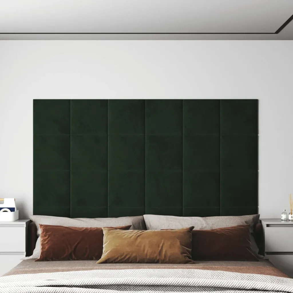 vidaXL Pannelli Murali 12 pz Verde Scuro 60x15 cm Velluto 1,08 m²