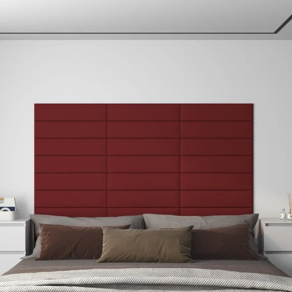 vidaXL Pannelli Murali 12 pz Rosso Vino 60x15 cm Tessuto 1,08 m²