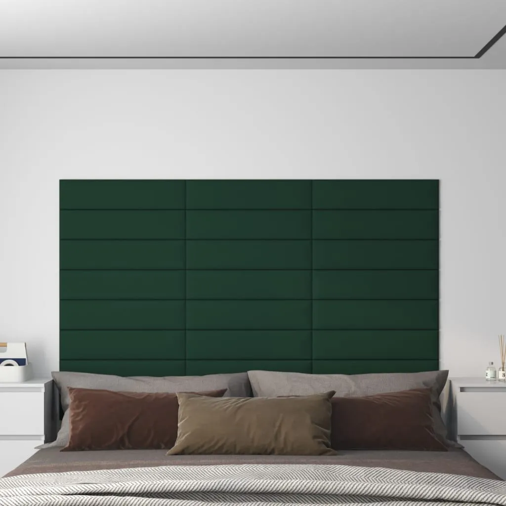 vidaXL Pannelli Murali 12 pz Verde Scuro 60x15 cm Tessuto 1,08 m²