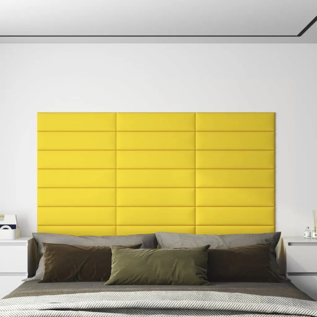 vidaXL Pannelli Murali 12 pz Giallo chiaro 60x15 cm Tessuto 1,08 m²