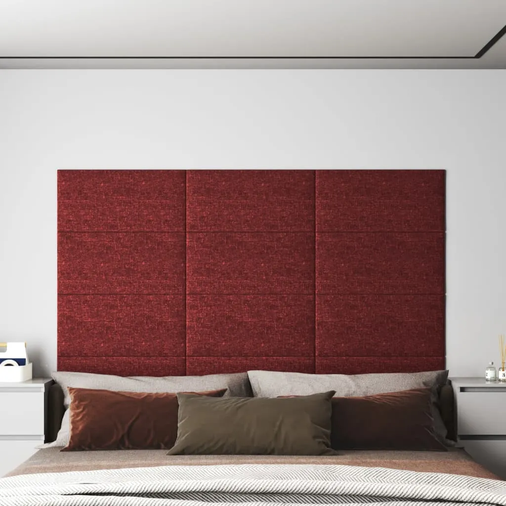 vidaXL Pannelli Murali 12 pz Rosso Vino 60x30 cm in Tessuto 2,16 m²