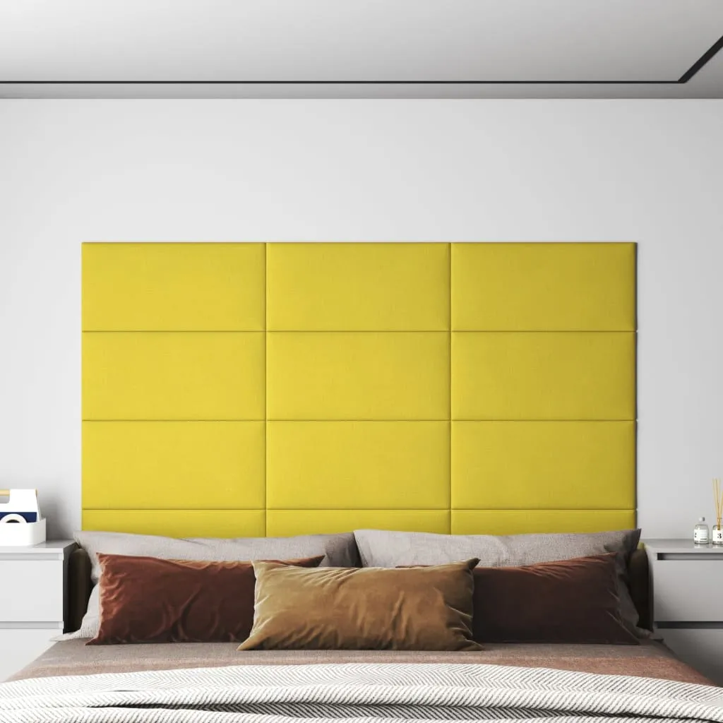 vidaXL Pannelli Murali 12 pz Giallo chiaro 60x30 cm in Tessuto 2,16 m²