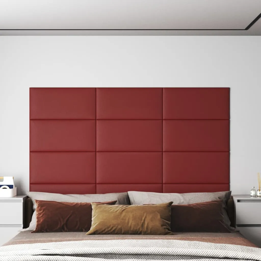 vidaXL Pannelli Murali 12 pz Rosso Vino 60x30 cm Similpelle 2,16 m²