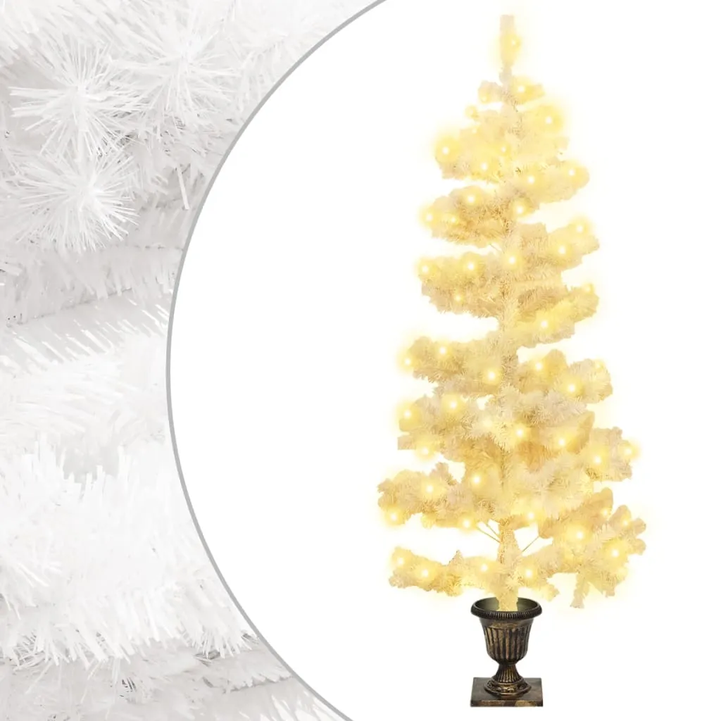 vidaXL Albero di Natale Preilluminato con Vaso Bianco 120 cm in PVC