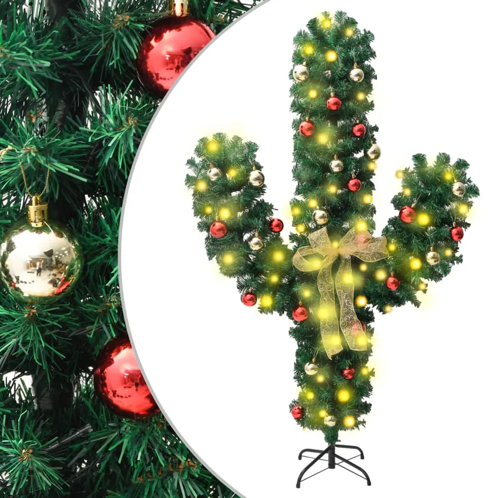 vidaXL Cactus di Natale con Base e LED Verde 150 cm PVC