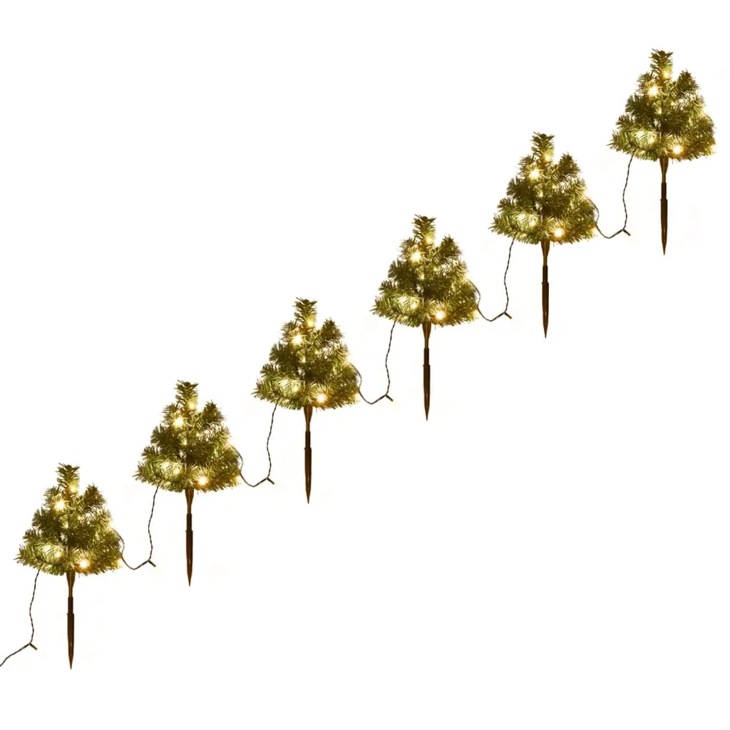 vidaXL Sentiero Alberi di Natale 6 pz con LED Bianco Caldo 45 cm PVC