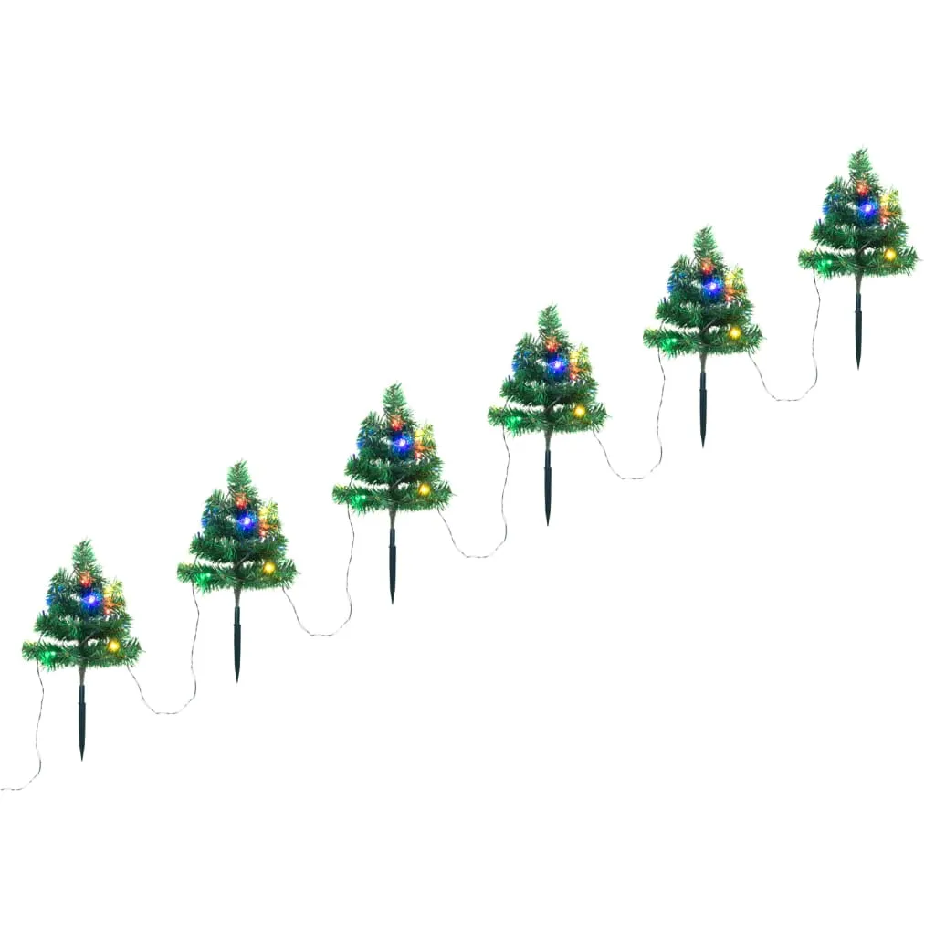 vidaXL Sentiero Alberi di Natale 6 pz con LED Multicolore 45 cm PVC